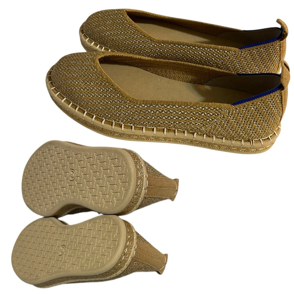 Rothy's The Espadrille Gold Stripe Flat Slip On Shoes - Picture 9 of 11